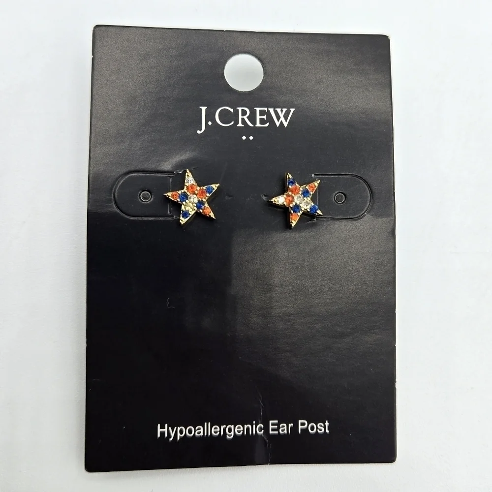 J. Crew Pavé crystal star stud earrings